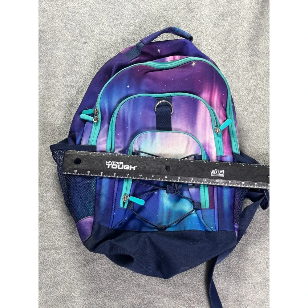 Galaxy Aurora Borealis Print Backpack Purple Blue Starry Night School Bag